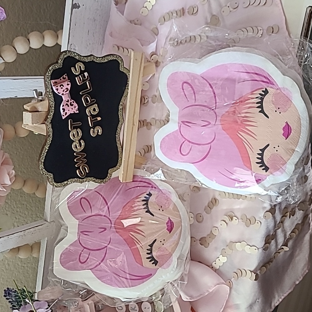 🎀All Girl's Pink Lunch SPA Makeup Party Napkins coquette bow 🎀🎀🎀